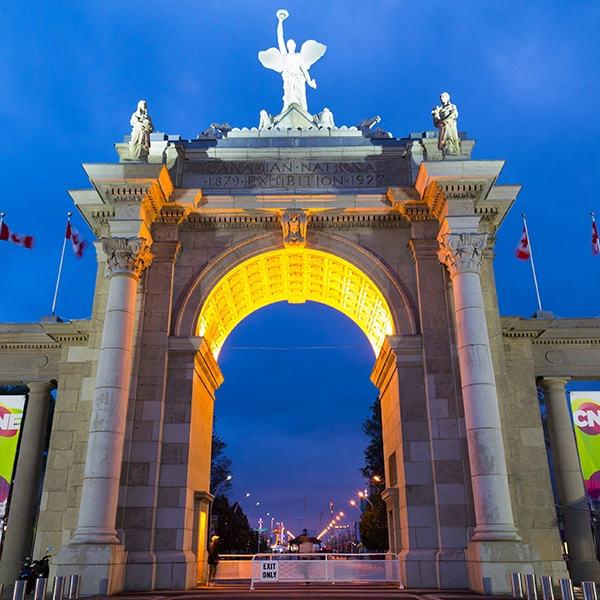 Canadian National Exhibition grounds with amusement rides and attractions