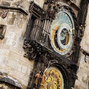Image depicting various facts about the Prague Astronomical Clock, a marvel of medieval engineering and astronomy
