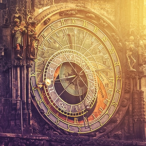 Image depicting various stages and historical events of the Prague Astronomical Clock since its inception.