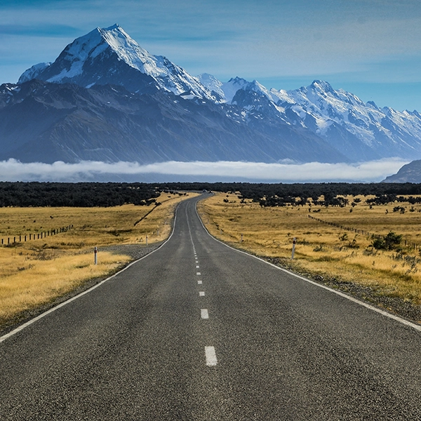 Stunning view of Aoraki Mount Cook, New Zealand's highest peak, amidst the Southern Alps